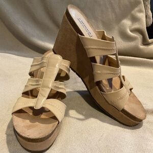 DONALD J Pliner Belle Tan Slide Wedge Sandals  Sz 9